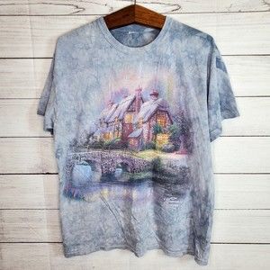 Thomas Kinkade Shirt Adult Large Blue Tie Dye Pai… - image 1